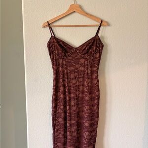 House of CB Strapless Burgundy Dress